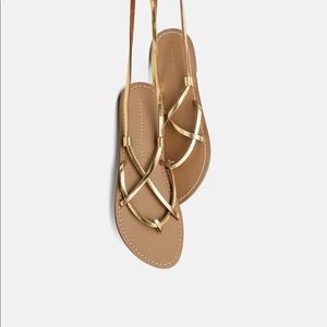 Zara leather ancient tie up greek sandals strappy